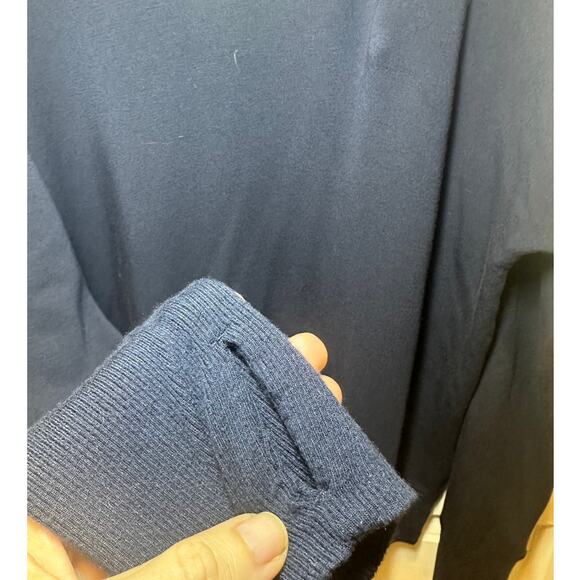 Athleta Balance Pullover Navy Sweatshirt Thumbholes Side Slit Size Medium - Picture 4 of 10